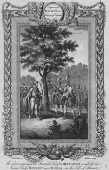 The first meeting of the British King Vortigern with the two Saxon Chiefs Hengist and Horsa c1787
