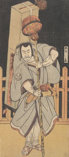The First Nakamura Nakazo as a Rokuju-rokubu Standing at Night, 1780. Creator: Shunsho