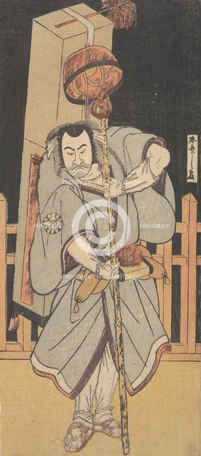 The First Nakamura Nakazo as a Rokuju-rokubu Standing at Night, 1780. Creator: Shunsho.