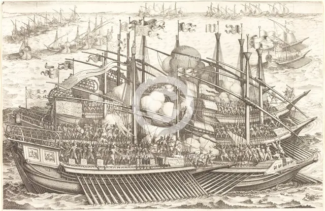 The First Naval Battle, c. 1614. Creator: Jacques Callot.