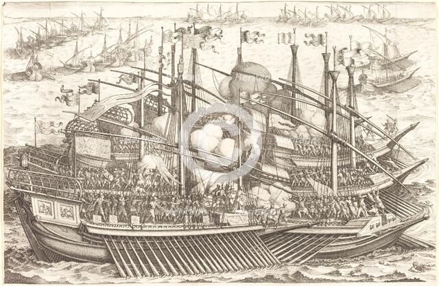 The First Naval Battle, c. 1614. Creator: Jacques Callot.