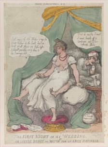 The First Night of My Wedding, or Little Boney No Match For an Arch Dutchess, Ap..., April 25, 1810. Creator: Thomas Rowlandson