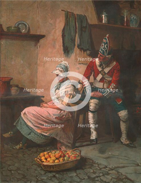 ''The First Attack; After Seymour Lucas, A.R.A, R.I.', 1888. Creator: Unknown.