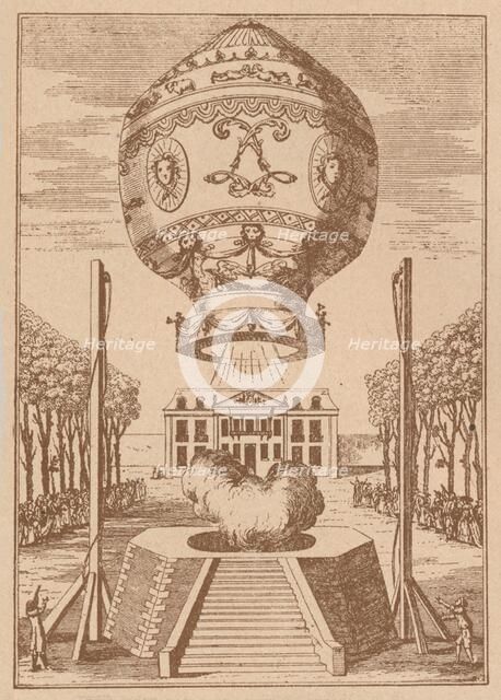 The first balloon ascent, c1785 (1919). Artist: Unknown.