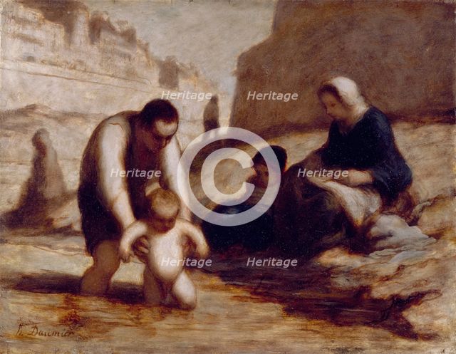 The First Bath, c1840-1878. Creator: Honore Daumier.