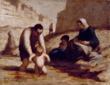 The First Bath, c1840-1878. Creator: Honore Daumier