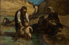 The first bath, c1852. Creator: Daumier, Honoré (1808-1879)