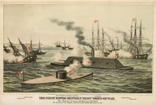 The First Battle Between Iron Ships of War, published c.1862