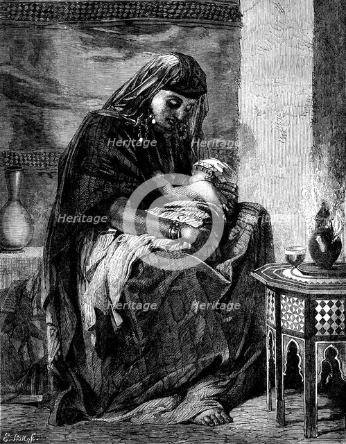 "The First-Born", by F. Goodall, A.R.A., in the International Exhibition, 1862.  Creator: E. Skill.