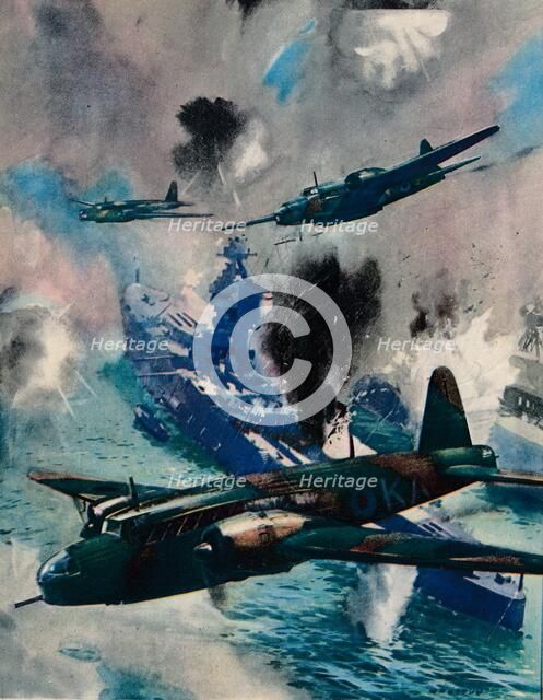 The first British air aggressive action of the war, the raid on Kiel, 1940. Artist: Unknown