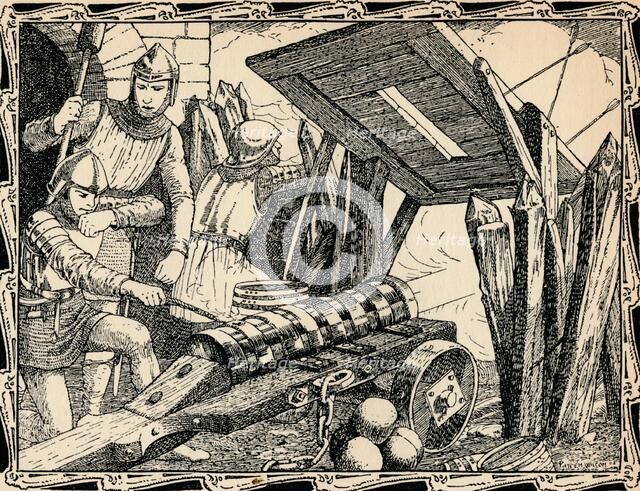 The First Cannon at Crecy, 1902. Creator: Patten Wilson.