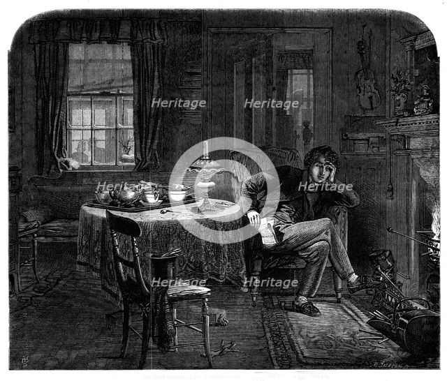 The first Christmas from home - drawn by A. Hunt, 1861. Creator: Mason Jackson.