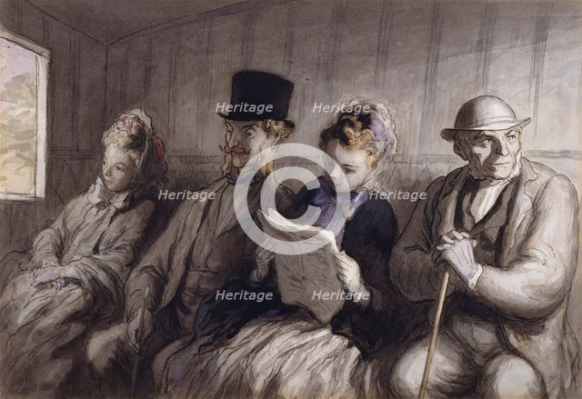 The First Class Carriage, 1864. Creator: Honore Daumier.