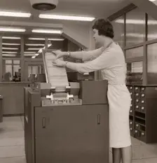 The first computers used at the Rowntree factory, York, Yorkshire, 1962