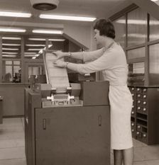 The first computers used at the Rowntree factory, York, Yorkshire, 1962
