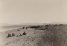 The First Day of Unloading Construction Material at Cape Aleksandr, 1889. Creator: Unknown