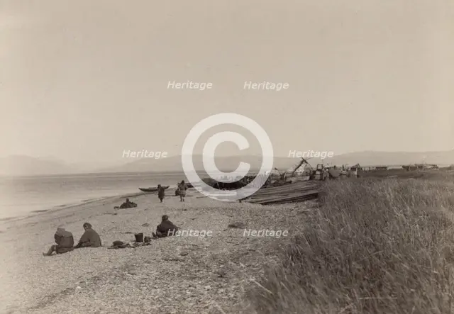 The First Day of Unloading Construction Material at Cape Aleksandr, 1889. Creator: Unknown.