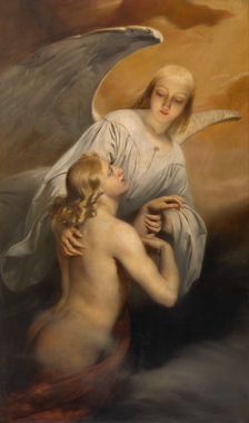 The First Deceased: An Angel Brings the Dead Body of Abel to Heaven, 1843. Creator: Edward Dujardin