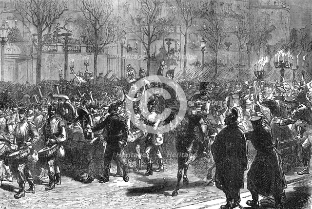 The first departure of Germans from Paris, 1871. Creator: C. R..