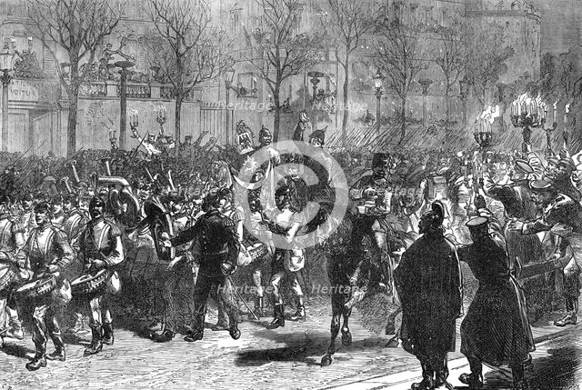 The first departure of Germans from Paris, 1871. Creator: C. R..