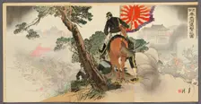 The First Division Advancing on Fengtienfu (Daiichigun Hotenfu shingeki no zu), 1894. Creator: Ogata Gekko
