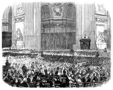 The First Evening Service at St. Paul's Cathedral, on Advent Sunday, 1858. Creator: Unknown