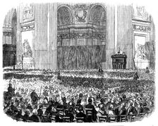 The First Evening Service at St. Paul's Cathedral, on Advent Sunday, 1858. Creator: Unknown