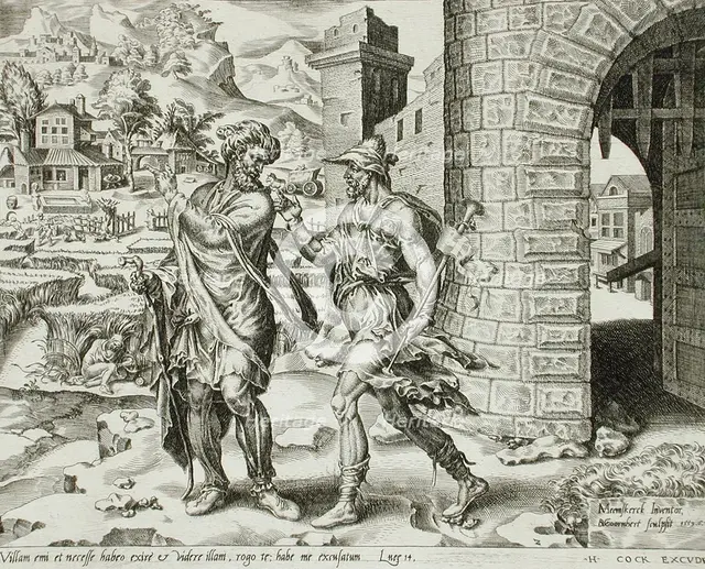 The First Excuse: the Man who Bought a Piece of Land, 1559. Creator: Dirck Volkertsen Coornhert.