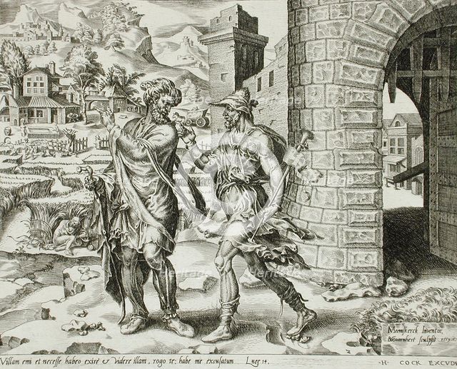 The First Excuse: the Man who Bought a Piece of Land, 1559. Creator: Dirck Volkertsen Coornhert.