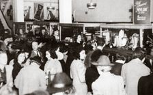 The first experimental sale of nylon stockings, Wilmington, Delaware, USA, 25 October, 1939. Creator: Unknown