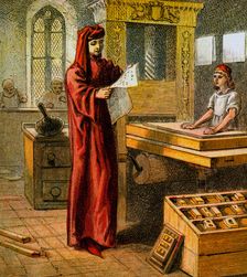 The First English Printer 15th century, (c1850)