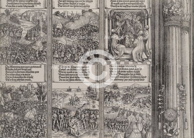 The First Flemish Rebellion; The Campaign Against Liège; The Coronation of Maximilian; The..., 1515. Creator: Hans Springinklee.