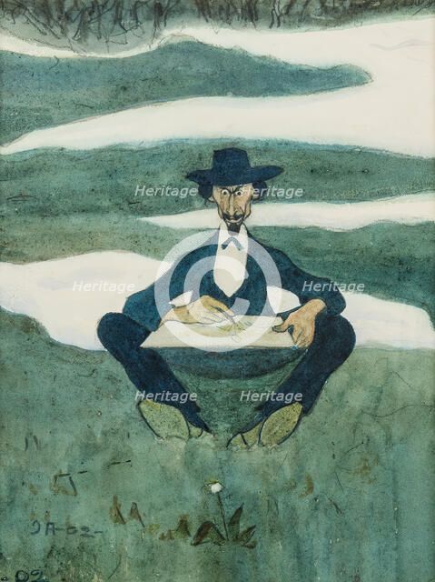 The First Flower of Spring. Portrait of Ole Kruse, 1902. Creator: Ivar Arosenius.