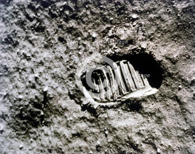 The first footprint on the Moon', Apollo 11 mission, July 1969.  Creator: NASA.