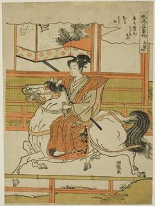 The First Horseback Ride (Uma norizome), from the series "The Five Fashionable..., ", c. 1773/75. Creator: Isoda Koryusai