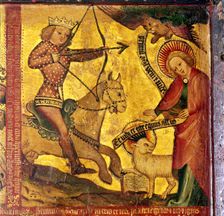 The First Horseman, identified with Roman Emperor Gaius (AD37-41), 14th-15th century. Artist: Master Bertram of Hamburg