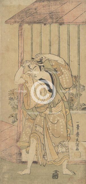 The First Ichikawa Komazo as a Man Standing beside a Building, 1770 or 1771. Creator: Ippitsusai Buncho.