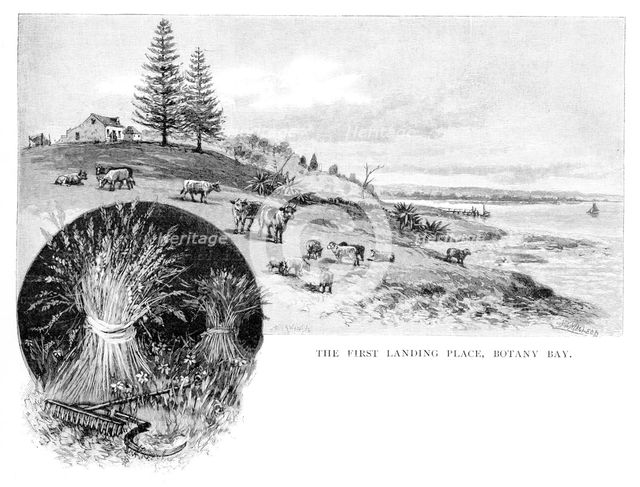 The first landing place, Botany Bay, New South Wales, Australia, 1886.Artist: W Macleod
