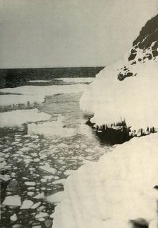 The First Landing-Place, Showing Bay Ice Breaking Out and Drifting Away North 1908, (1909)