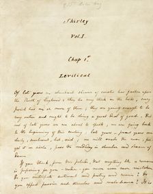 The first page of the manuscript of "Shirley", c1849. Creator: Charlotte Bronte