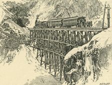 The First Passenger Train Over the White Pass and Yukon Route to Klondike in Pursuit of Gold c1900 Creator: A.E. Huitt