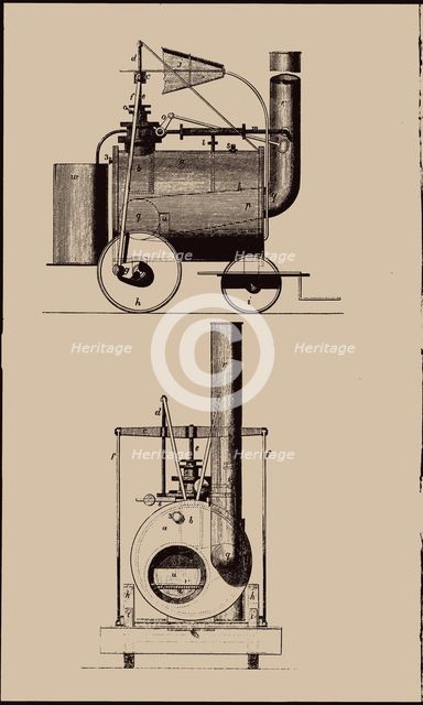 The first passenger-carrying common road locomotive, Camborne, 1801, 1801.