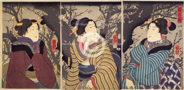 The First Plum Blossoms of Spring (Ume no sakigake) , 1848-1849. Creator: Kuniyoshi, Utagawa (1797-1861).