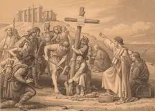 The First Preaching of Christianity in Britain c1900. Artist: John Easton
