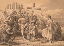 The First Preaching of Christianity in Britain c1900. Artist: John Easton