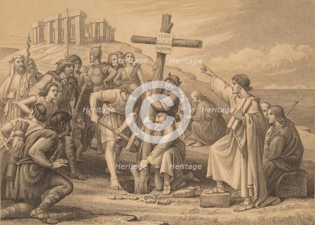 'The First Preaching of Christianity in Britain', c1900. Artist: John Easton.