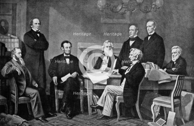 The first reading of the proclamation of emancipation, 1863, (c1920). Artist: Unknown