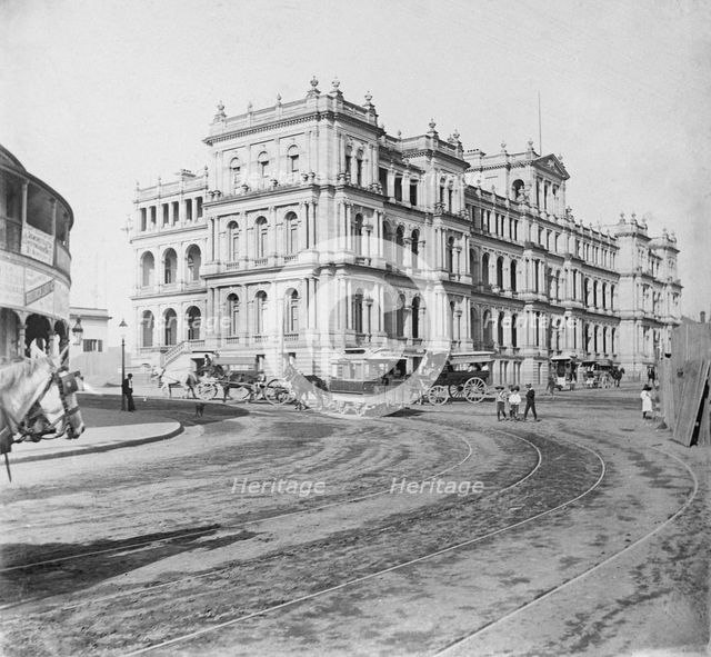 The first stage of the Treasury Building at the corner of Queen and William Sts., North Quay, 1904. Creator: Robert Augustus Henry L'Estrange.