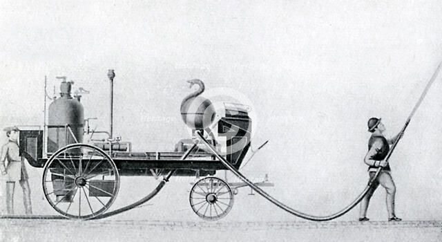 The first steam fire engine, c1830. Artist: Unknown