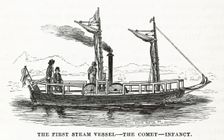 The first steam vessel - the Comet - infancy, 1858. Creator: Edwin Roffe